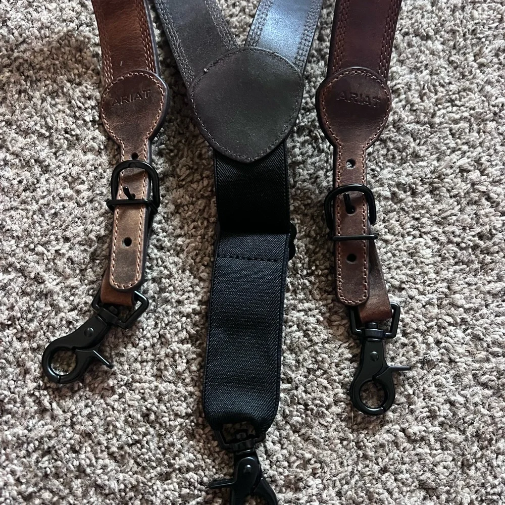 ARIAT Men's Adjustable Suspenders Brown Leather - Picture 3 of 3